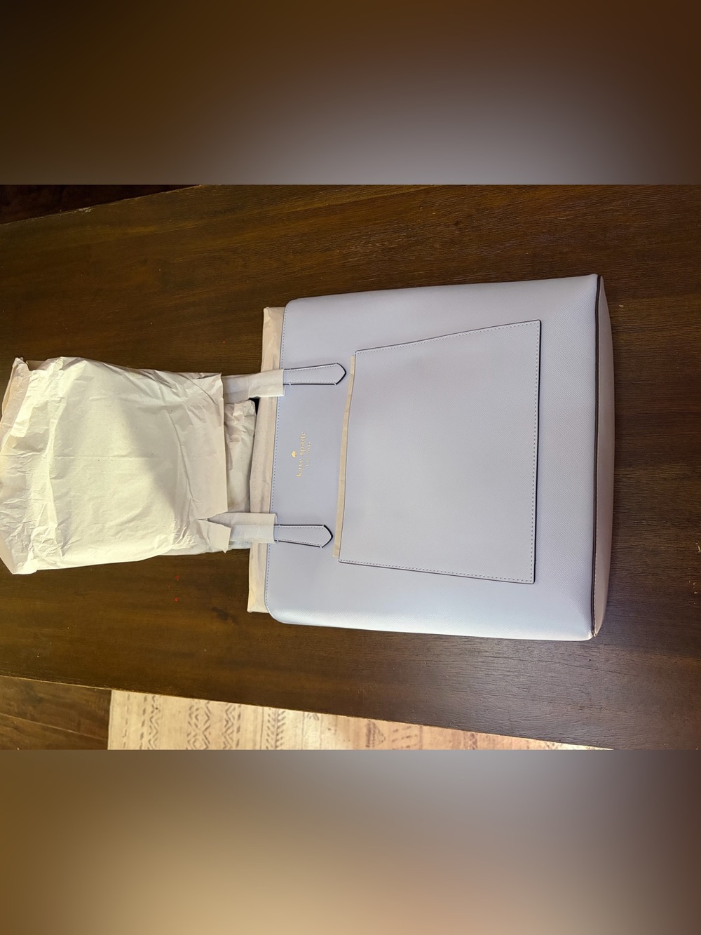 NWT Kate Spade Pale Hydra Saffiano Leather Tote with Front Pocket and Gold Logo